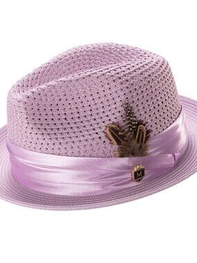 Montique Mens Fedora Hat H-34 Lavender Mesh NWT